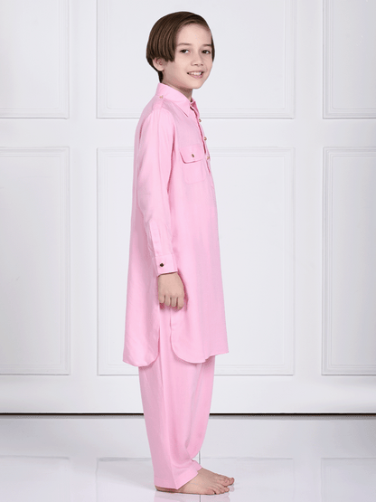 Aariv - Pink Pathani Kurta Pajama Set