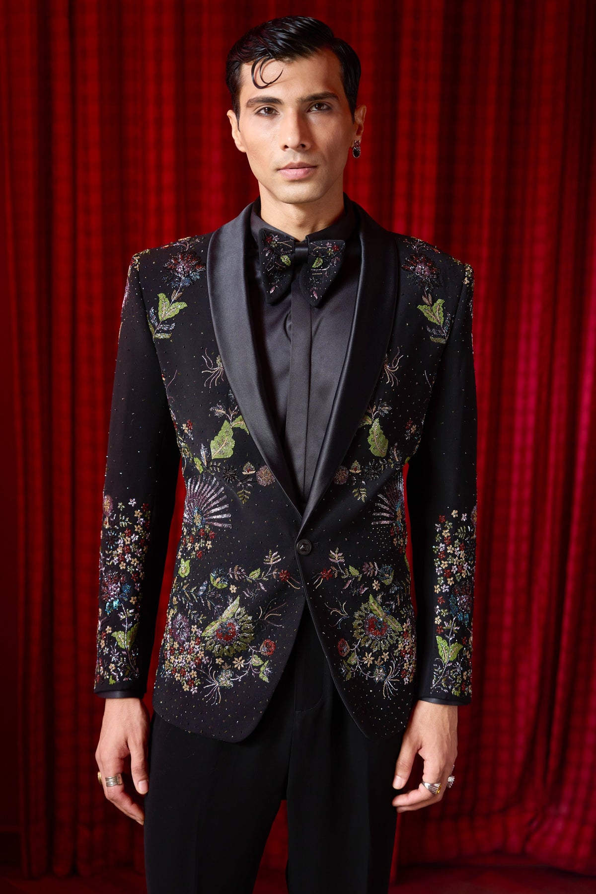 Garden of Midnight Embroidered Tuxedo Set