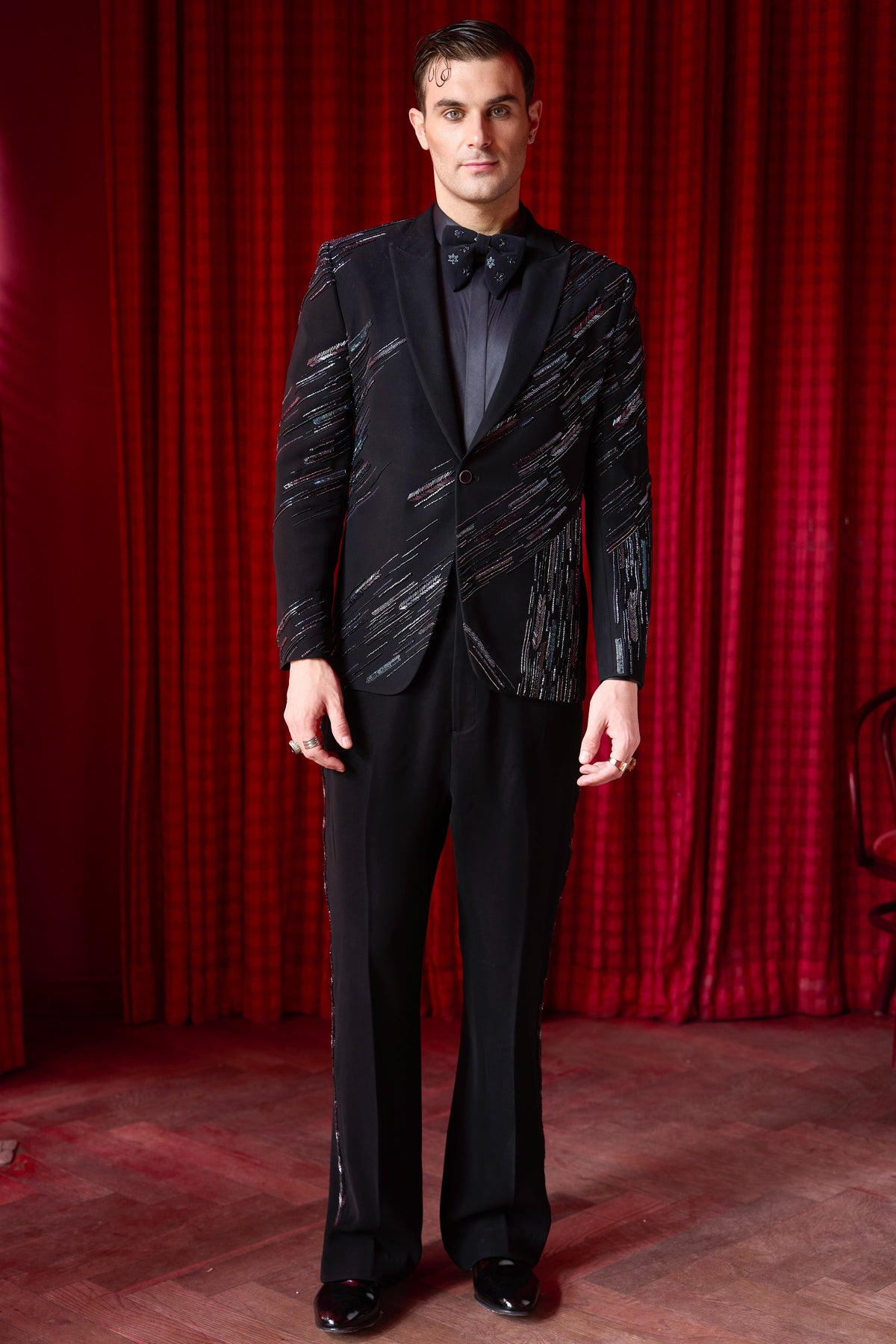Aurora Noir Embroidered Tuxedo Set