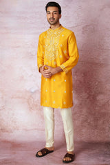Mustard Mirror Work Marvel Kurta - Asuka Couture