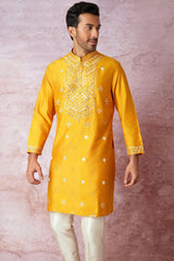Mustard Mirror Work Marvel Kurta - Asuka Couture