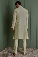 Olive Resham Charm Chanderi Silk Kurta - Asuka Couture