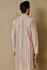Peach Sequin Radiance Chanderi Silk Kurta - Asuka Couture
