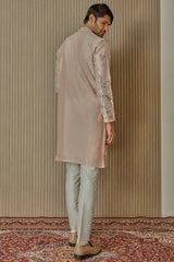Peach Floral Extravaganza Chanderi Silk Kurta - Asuka Couture