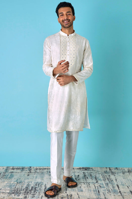 Timeless Beauty Off-White Chanderi Silk Kurta