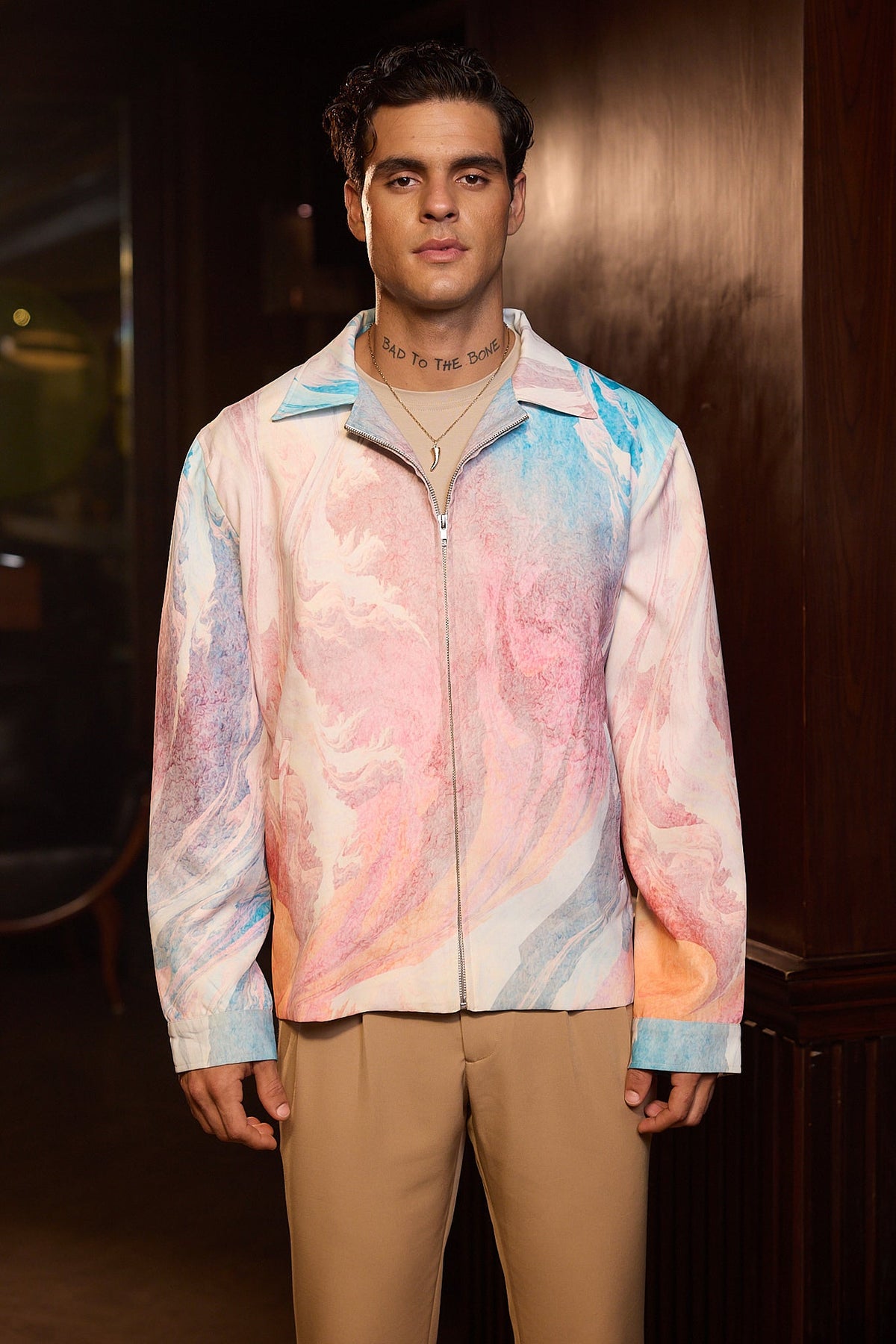 Kapil Sharma in Pastel Tide Printed Bomber Jacket
