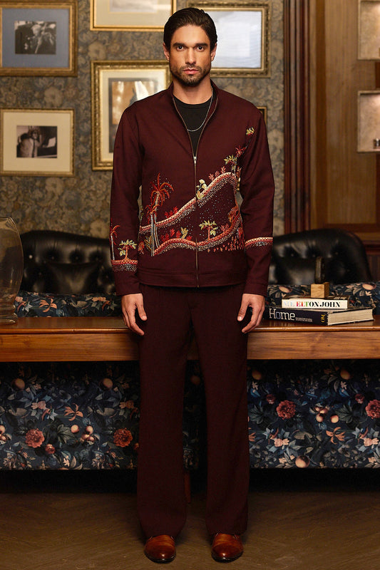 Tropical Reign Embroidered Embellished Bomber Jacket