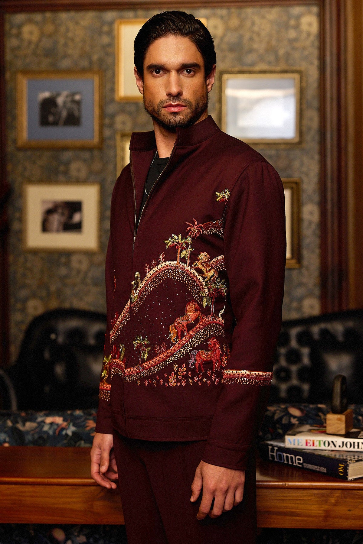Tropical Reign Embroidered Embellished Bomber Jacket