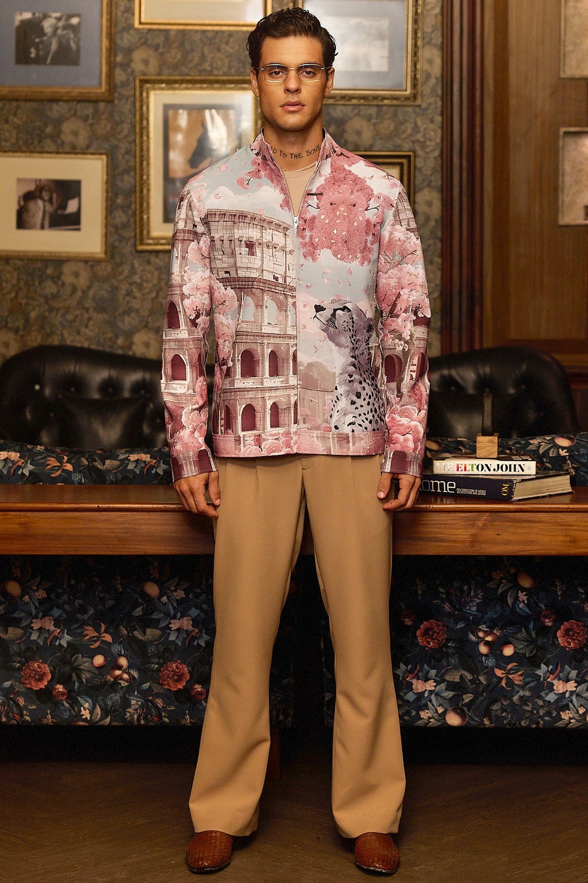 Roman Bloom Print Hand Embroidered Shacket