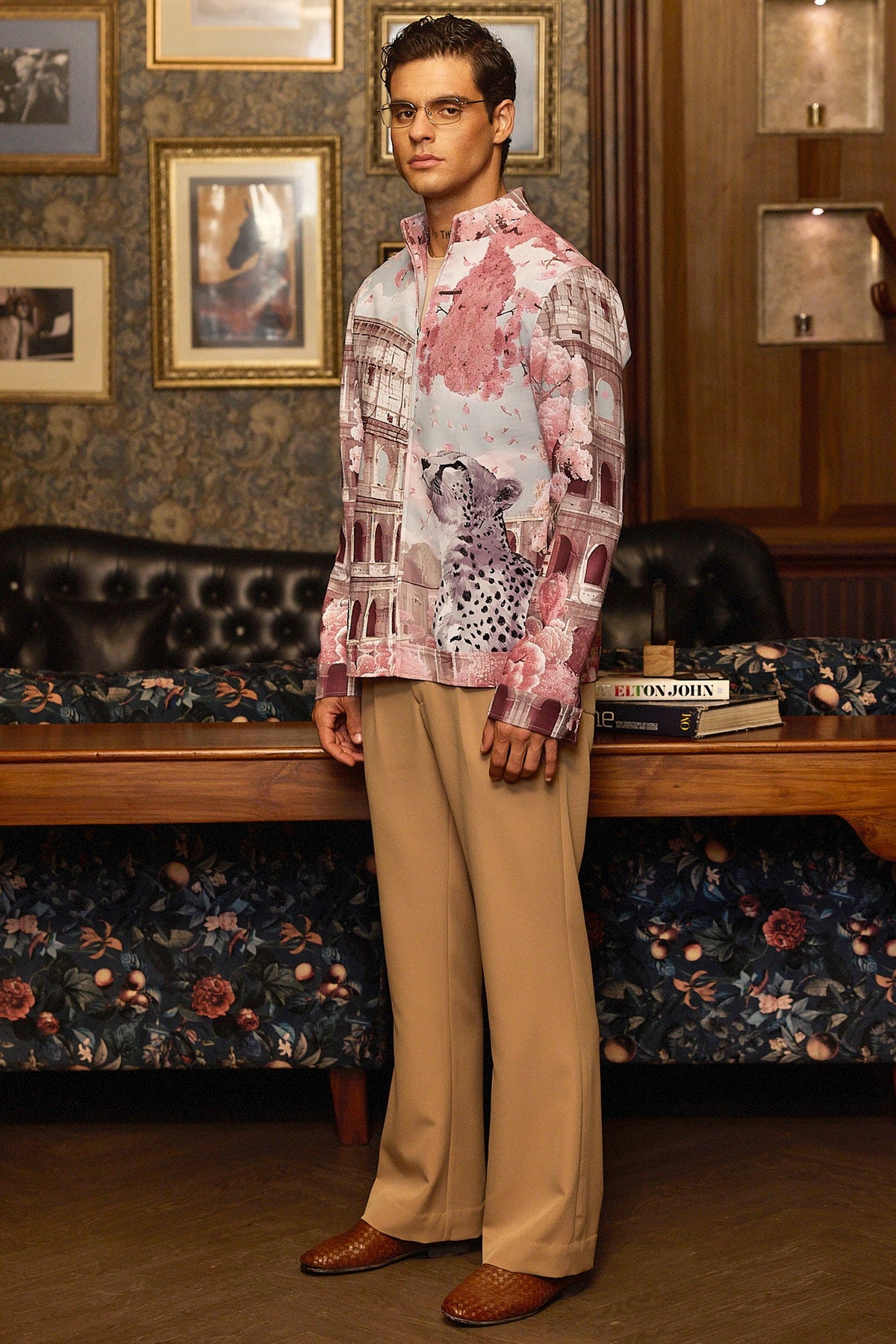 Roman Bloom Print Hand Embroidered Shacket