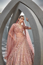Aurora Pink Wine Raw Silk Bridal Lehenga