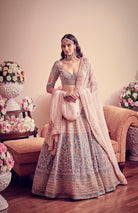 Avant Garde Blue Lehenga with Embroidered Blouse & Double Dupatta