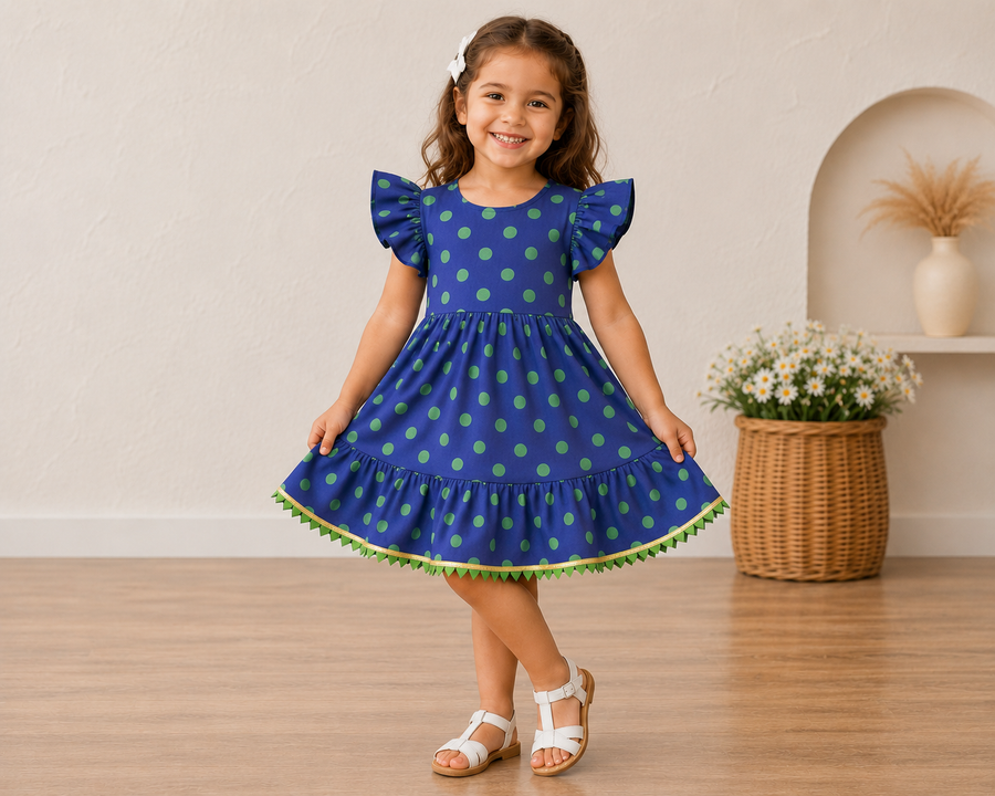 Blue polka dot dress