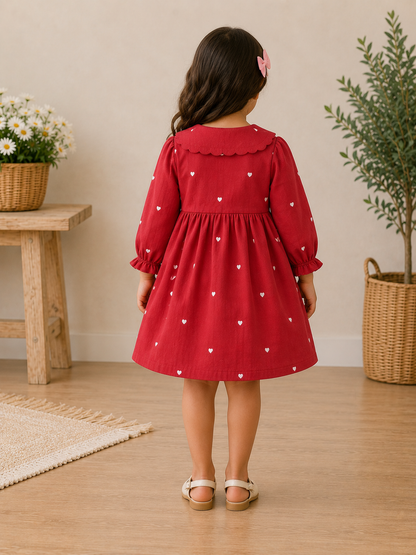 Red polka dot collar dress