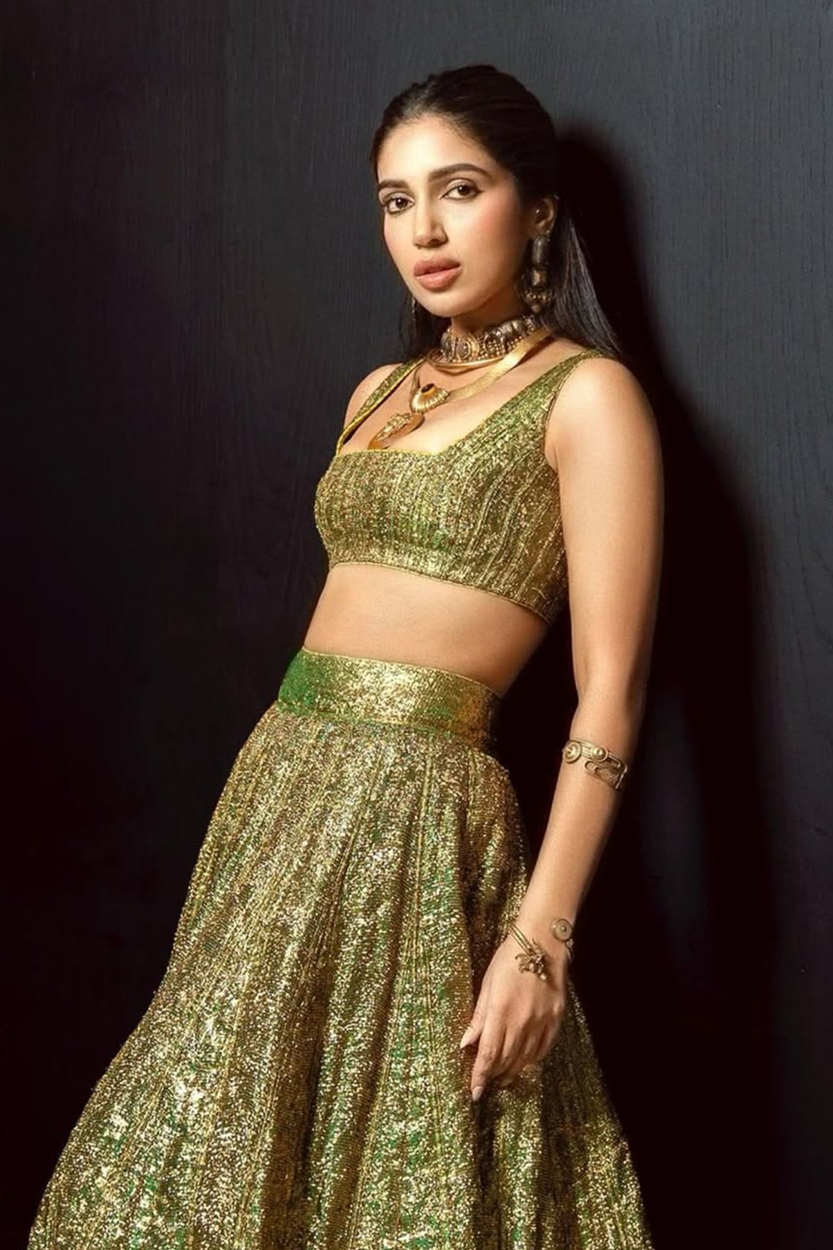 Bhumi Pednekar in Reshm Angoori Lehenga Set