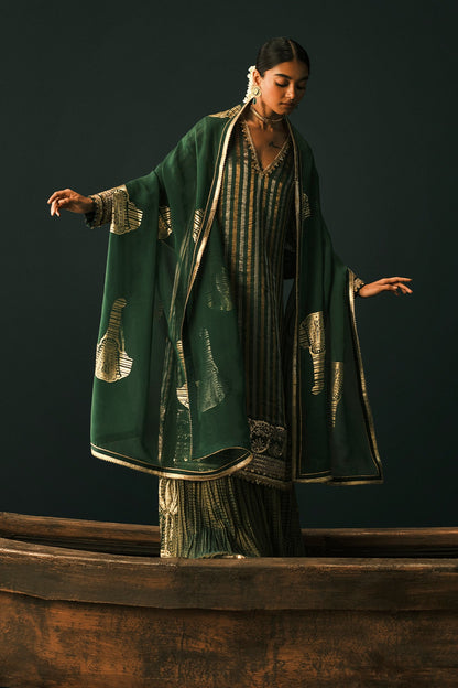 Green Kera Palm Anarkali Set