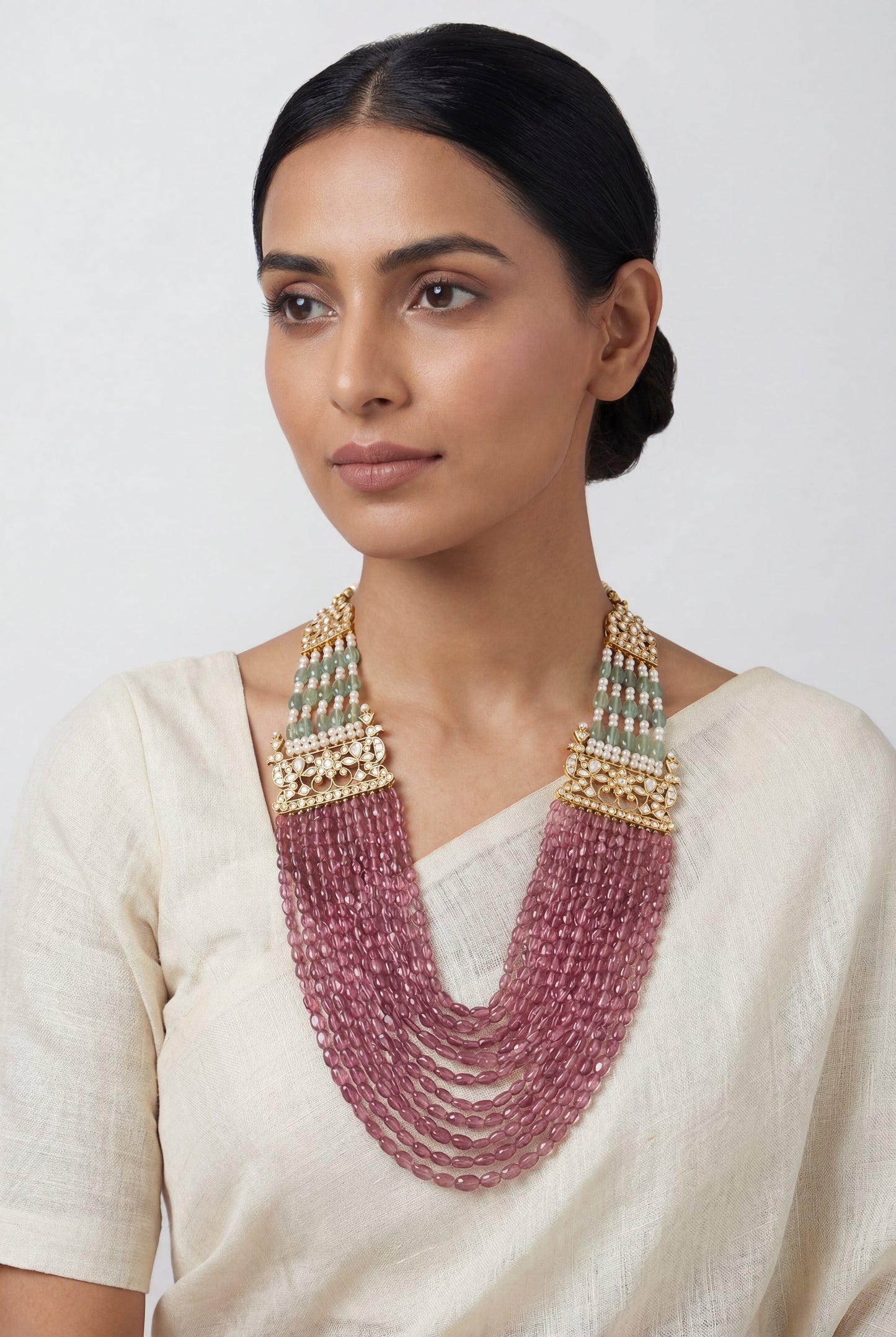 Oraya Pink Kundan Necklace Set
