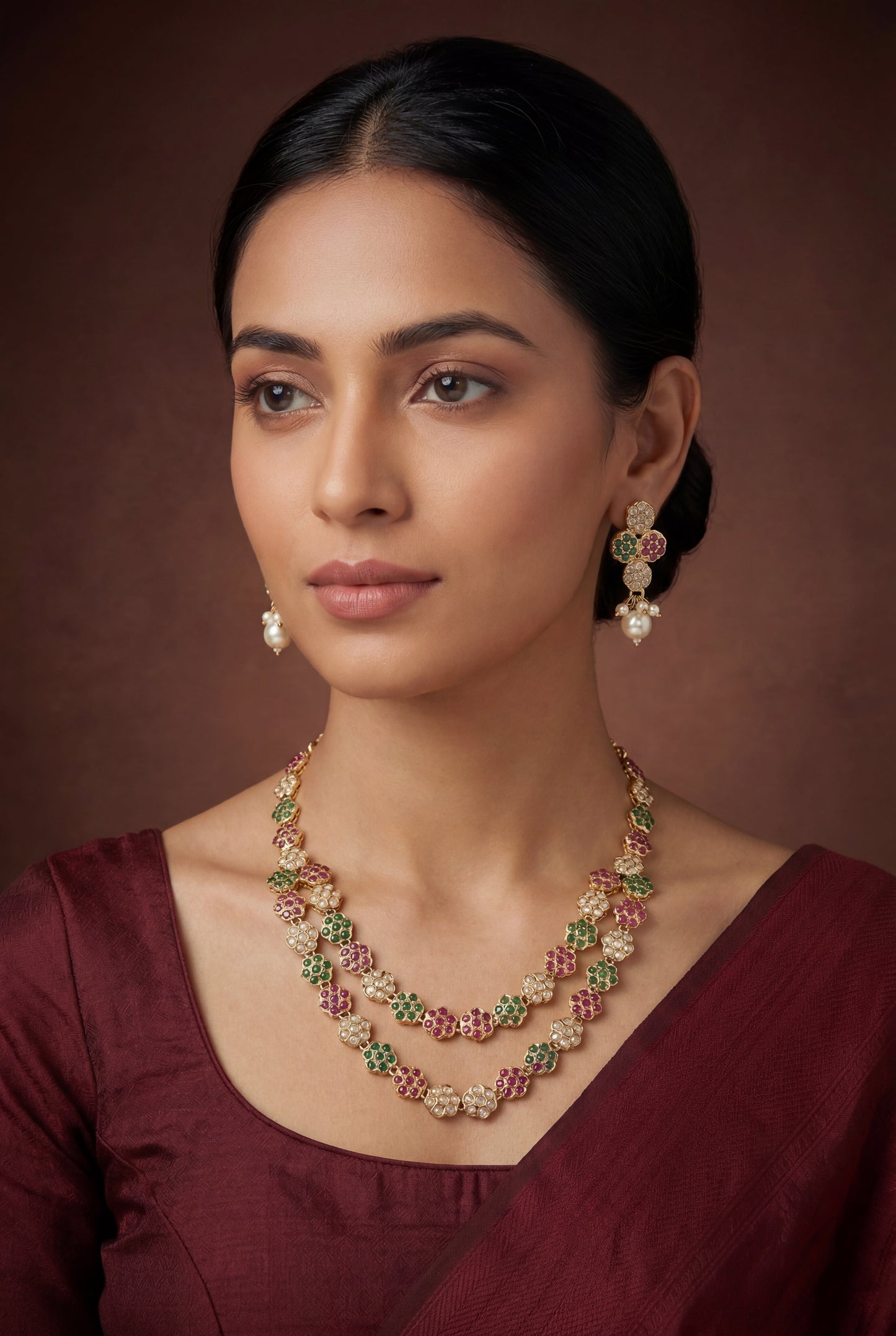 Neena Multicolor Jadau Long Set