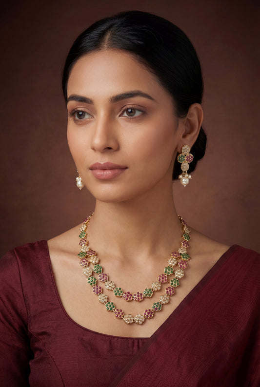 Neena Multicolor Jadau Long Set