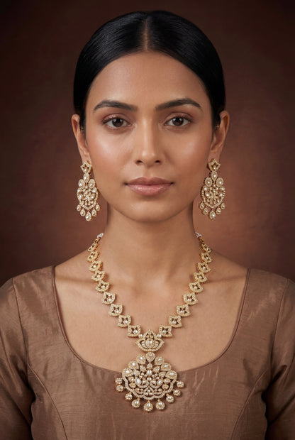 Nakesha Gold Finish Jadau Long Set