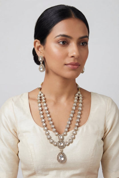 Charvi Two Tone Finish Polki Long Set