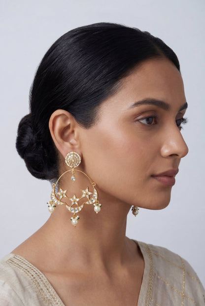 Sitara Gold Finish Kundan Chandbalis