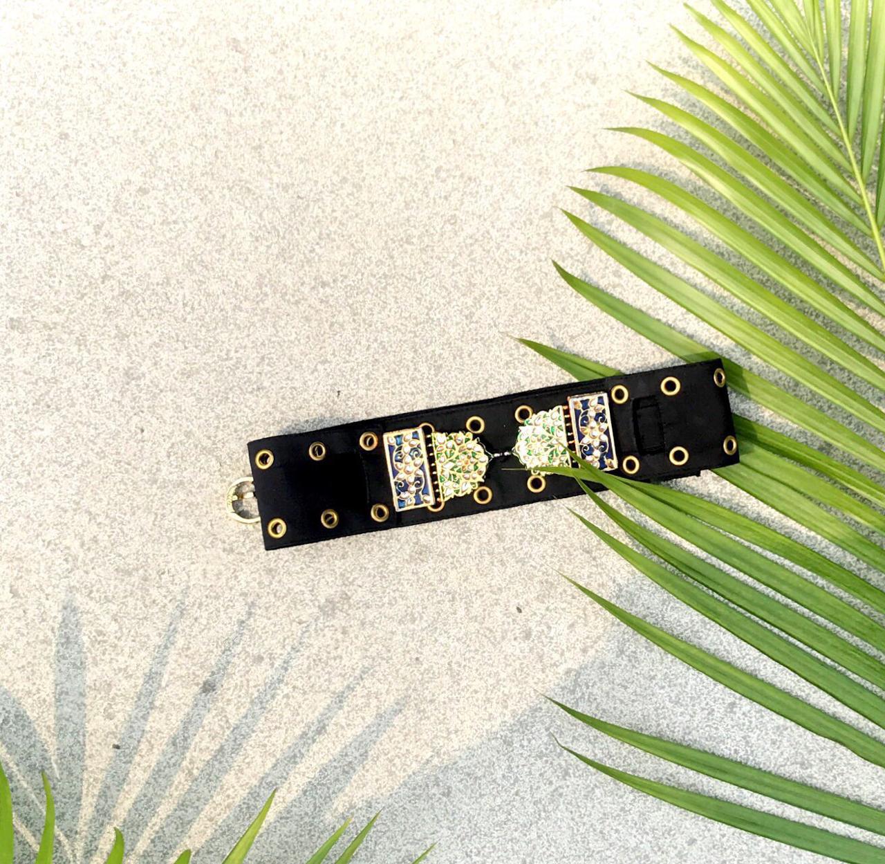 Women's Luxury Green Semi-circle Cocktail Belt