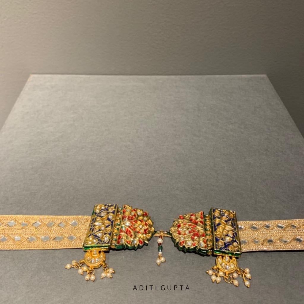  Women's Red semi-circle Meenakari Waist Belt