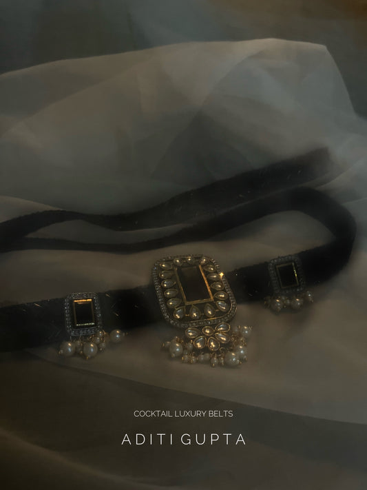 Women's Rectangle Brooch Cocktail Belt