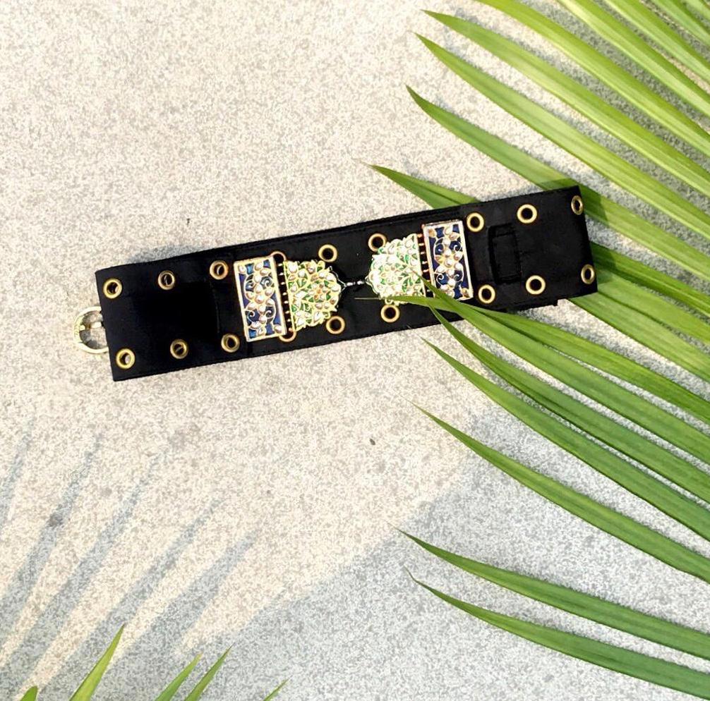 Women's Luxury Green Semi-circle Cocktail Belt