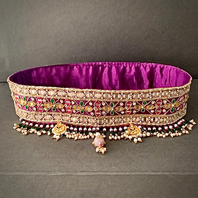 Shop Women's Purple Floral Meenakari Waistband