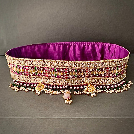 Shop Women's Purple Floral Meenakari Waistband