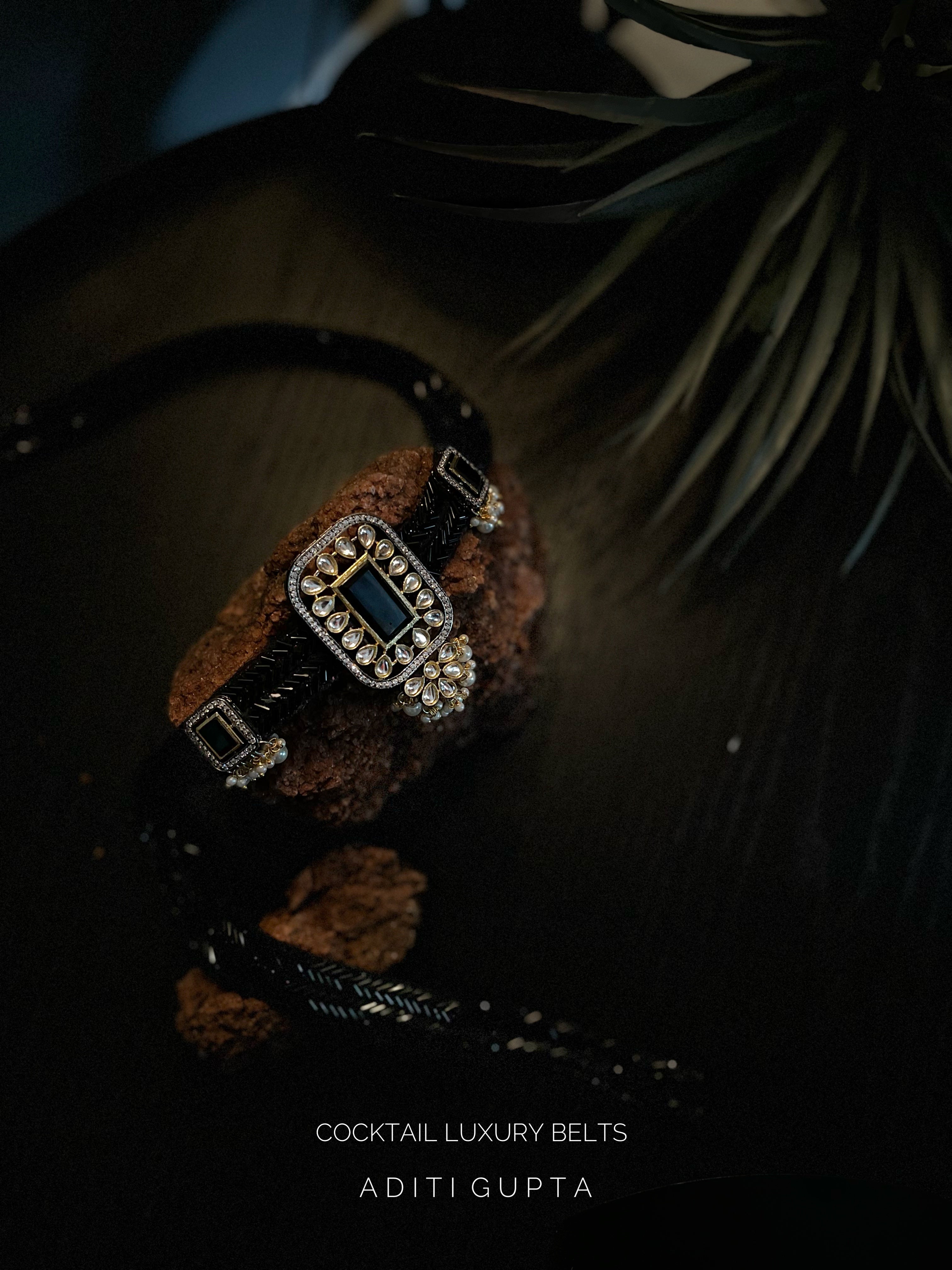 Women's Rectangle Brooch Cocktail Belt