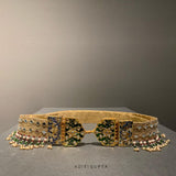 Women's Green and Blue Jarokha Meenakari Belt