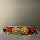 Women's Red and Green Drop Meenakari Belt