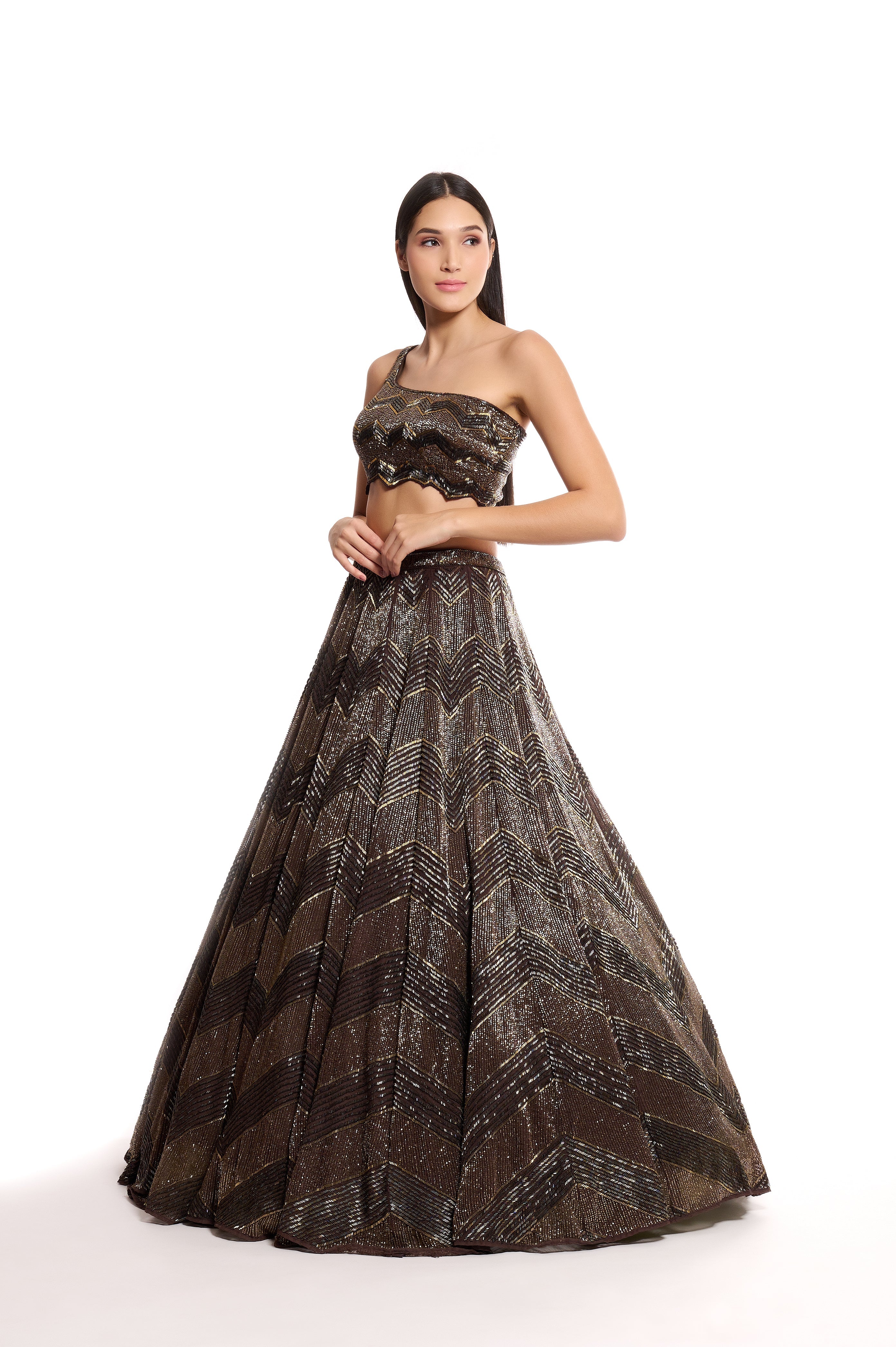 Black & Gold Organza After Hours Lehenga