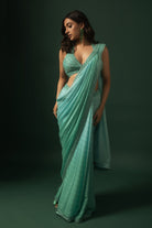 Blue Georgette Sequin Embellished Saree