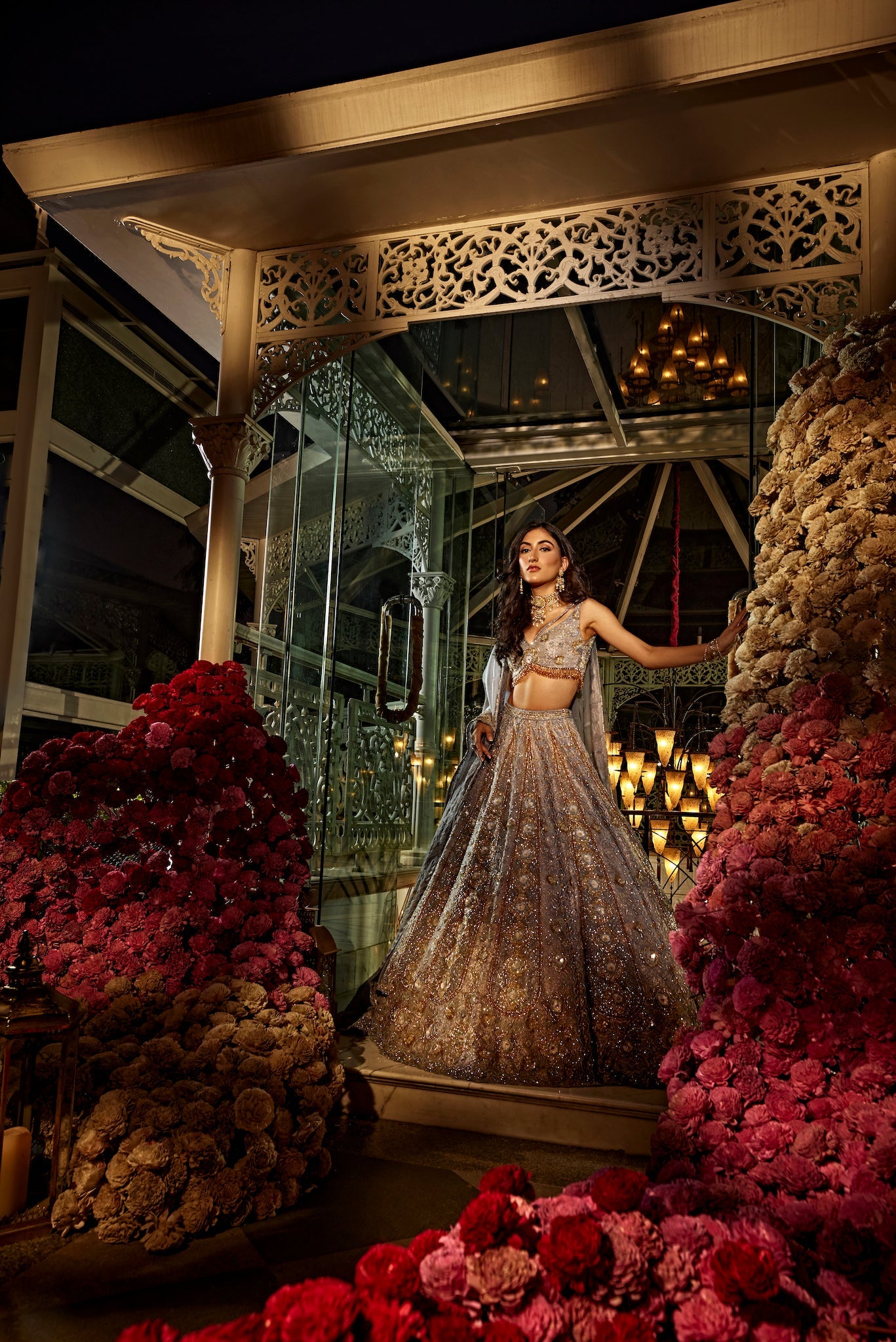 Blue Tissue Embroidered Aafreen Lehenga Set