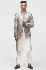 Buy  Multicolored Floral Resham Embroidery Bandhgala 