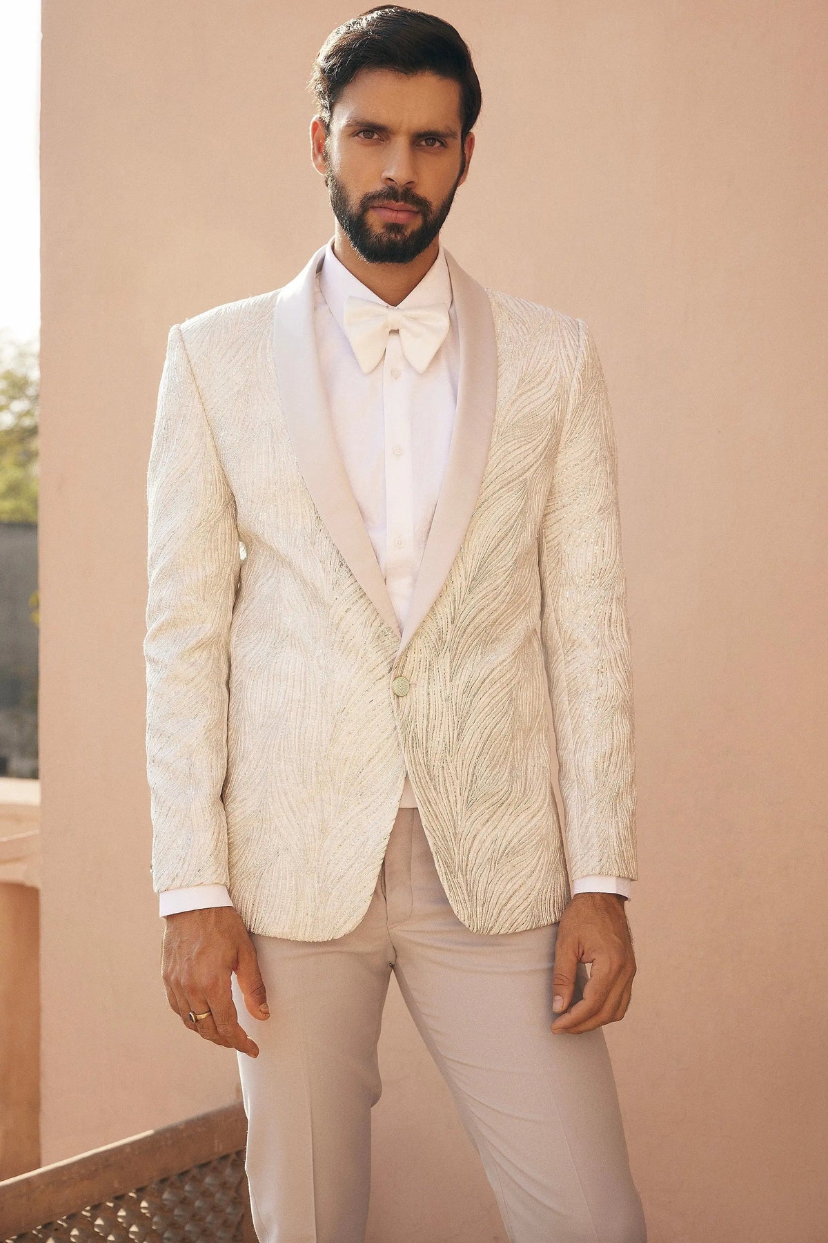 Buy Pristine Whiteness Hand Embroidered Tuxedo
