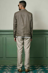 Buy the Best Brown Houndstooth Linen Jacket with Fast Delivery.