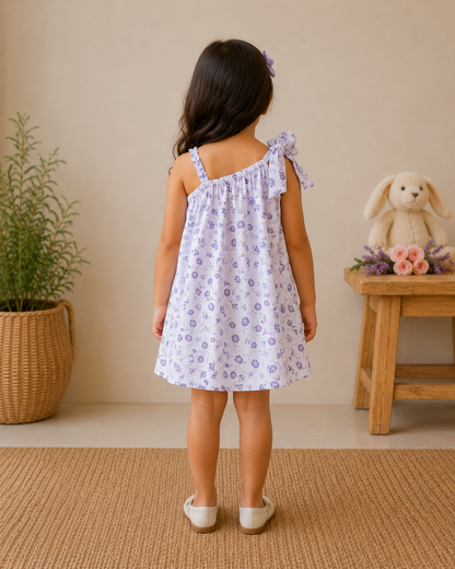 Lavender Bloom One-Shoulder Dress