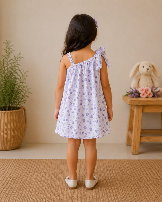 Lavender Bloom One-Shoulder Dress