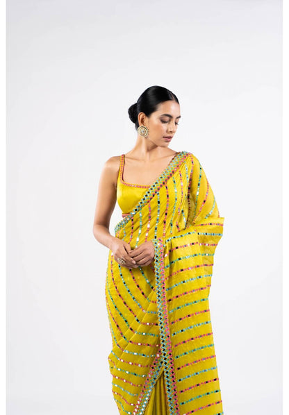 Moss Green Mirror Saree