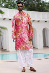Pink Wine Tie-Dye Sequins Embroidery Kurta Set - Asuka Couture