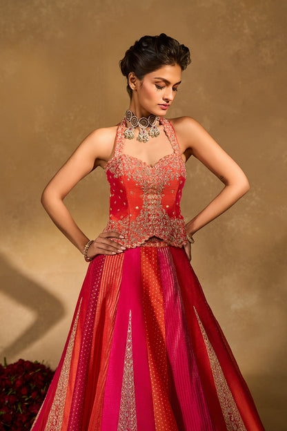 ORANGE NAINA LEHENGA