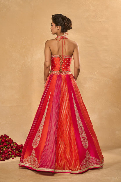 ORANGE NAINA LEHENGA
