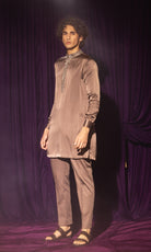 Cement Brown Silk Satin Altair Kurta Set