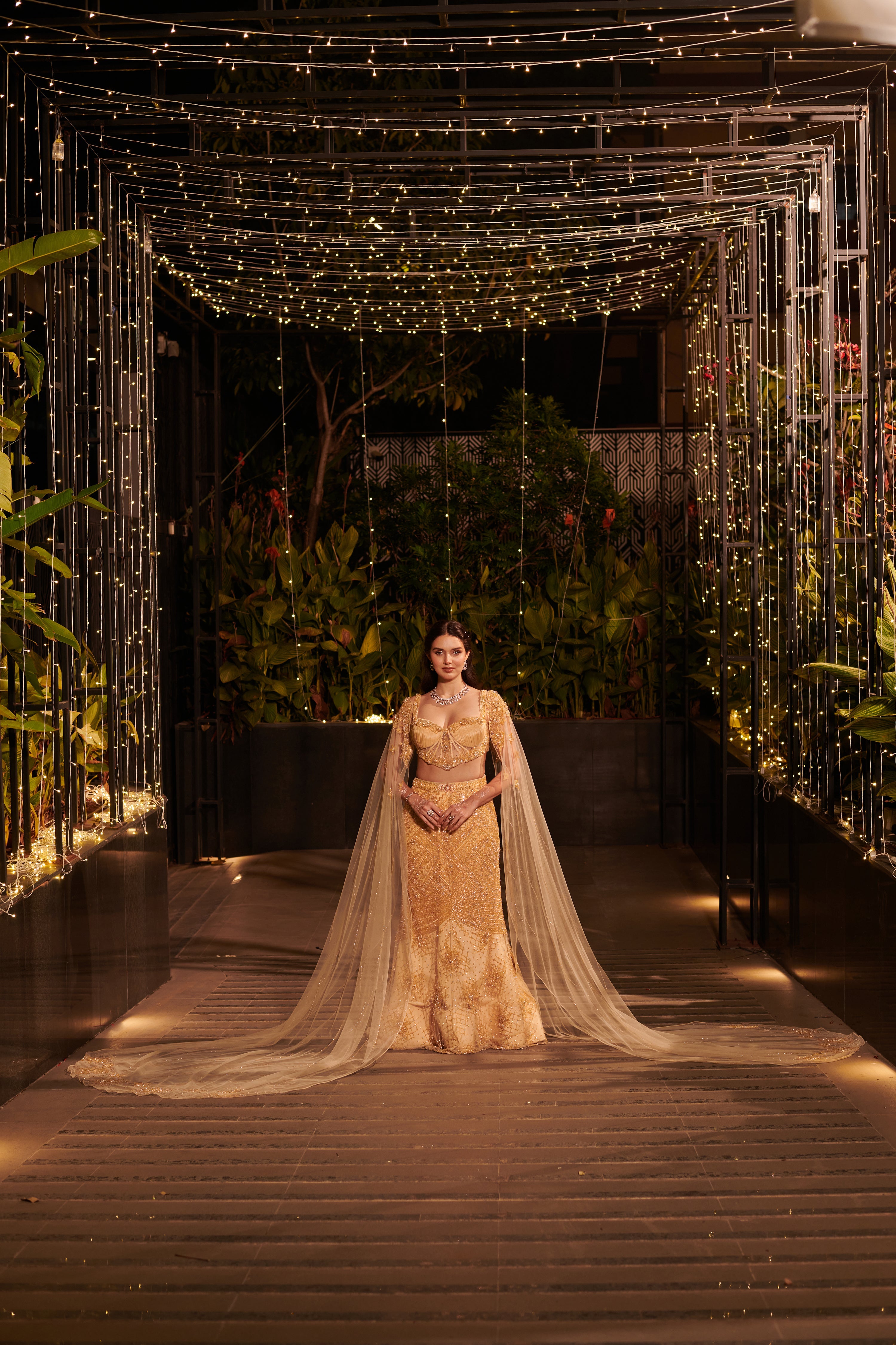 Champagne Gold Mermaid Shower Lehenga Set