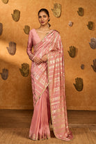 Champagne Pink Silk Midas Touch Saree with Midas Touch Gold Foil